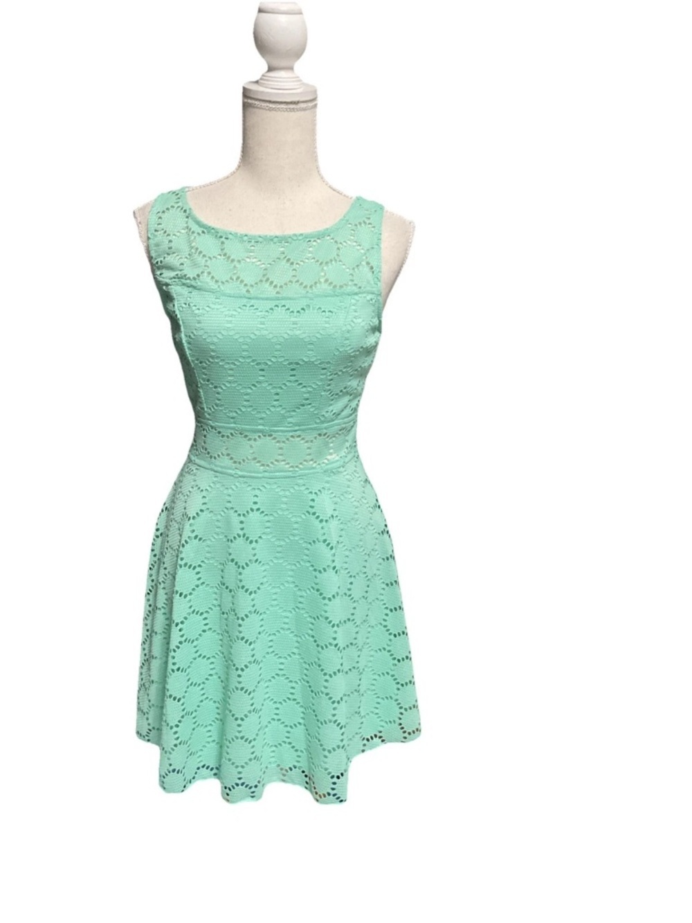 Trixxi Mint Eyelet Fit & Flare Dress sz 5